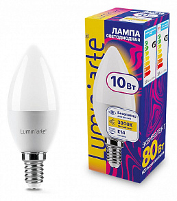 Лампа светодиодная Luminarte  E14 10Вт 3000K LSTD-C37-10W3KE14