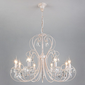 Подвесная люстра Eurosvet Alda 3305/8 белый с золотом/прозрачный хрусталь Strotskis