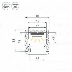Профиль накладной Arlight SL-MINI 064305
