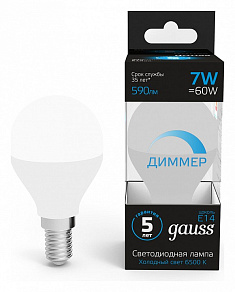Лампа светодиодная Gauss  E14 7Вт 6500K 105101307-D