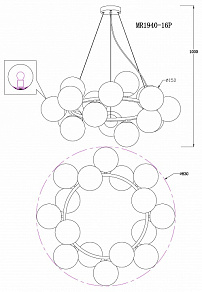 Подвесная люстра MyFar Aerton MR1940-16P