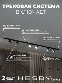 Комплект трековый Hesby Lighting Skylite №13 HSBL_kompl_S013_NI2B3K