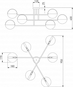 Потолочная люстра Eurosvet Grazia 70148/6 черный/золото