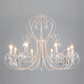 Подвесная люстра Eurosvet Alda 3305/8 белый с золотом/прозрачный хрусталь Strotskis