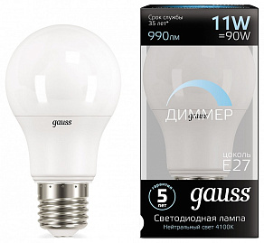 Лампа светодиодная Gauss 1025 E27 11Вт 4100K 102502211-D