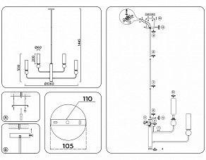 Люстра на штанге Ambrella Light LH LH53252
