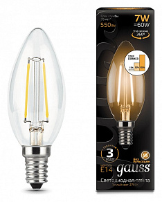 Лампа светодиодная Gauss LED Filament Candle E14 7Вт 2700K 103801107-S
