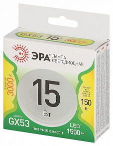 Лампа светодиодная Эра Green Line GX53 15Вт 3000K LED GX-15W-830-GX53 GL