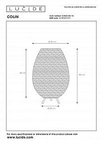 Настольная лампа декоративная Lucide Colin 03543/50/72