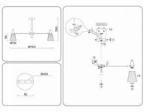 Люстра на штанге Ambrella Light LH LH58116