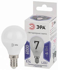 Лампа светодиодная Эра Стандарт E14 7Вт 6000K LED P45-7W-860-E14