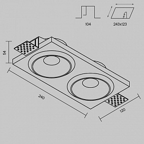 Встраиваемый светильник Maytoni Gyps Modern DL124-GU10-02-TRS-W