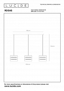Подвесной светильник Lucide Rosas 1433/03/21
