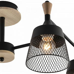 Люстра на штанге Reluce 01492 01492-0.3-04 BK+WOOD
