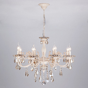 Подвесная люстра Eurosvet Elisha 3281/8 белый с золотом/тонированный хрусталь Strotskis