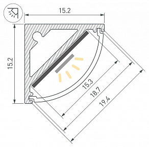 Профиль накладной угловой внутренний Arlight SL-KANT 061356