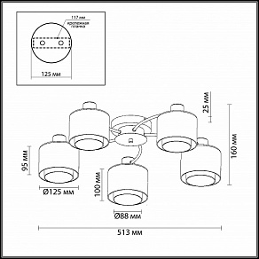 Потолочная люстра Odeon Light Isko 2210/5C