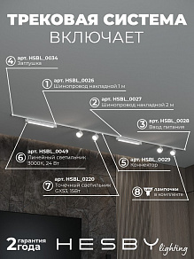 Комплект трековый Hesby Lighting Skylite №14 HSBL_kompl_S014_NI3W3K