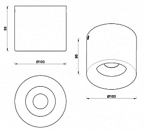 Накладной светильник iLedex Metrica 113-12W-D100-4000K-24DG-BK