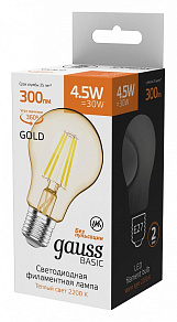 Лампа светодиодная Gauss Basic Filament E27 4.5Вт 2200K 1021245