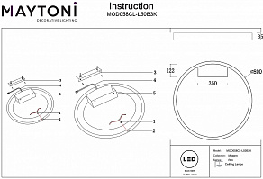 Накладной светильник Maytoni Rim MOD058CL-L50B3K