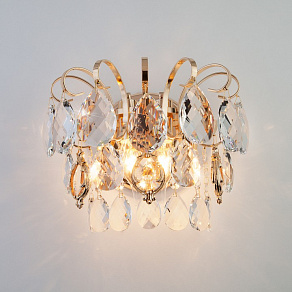 Накладной светильник Eurosvet Crystal 10081/2 золото/прозрачный хрусталь Strotskis