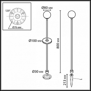 Наземный низкий светильник Odeon Light NATURE 7120/3GLA