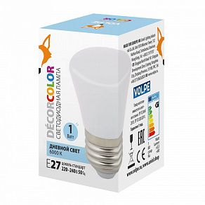 Лампа светодиодная Volpe Décor Color E27 1Вт 6000K UL-00005804