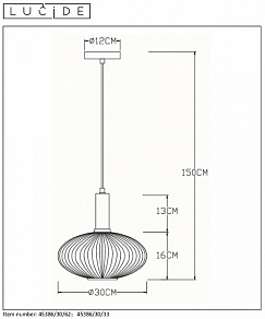 Подвесной светильник Lucide Maloto 45386/30/62