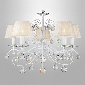 Подвесная люстра Eurosvet Эстель 10058/5 белый с золотом/прозрачный хрусталь Strotskis