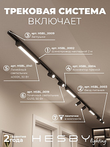 Комплект трековый Hesby Lighting Skylite №5 HSBL_kompl_S005_NI4B4K