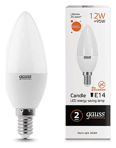 Лампа светодиодная Gauss Led Elementary E14 12Вт 3000K 33112