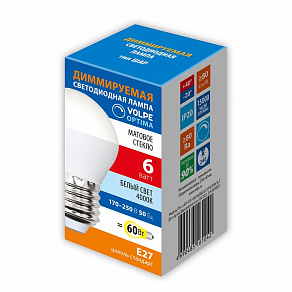 Лампа светодиодная Volpe OPTIMA DIM E27 6Вт 4000K UL-00009228