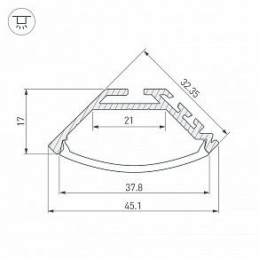 Профиль Arlight KLUS-P45-2000 ANOD 020898