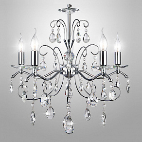 Подвесная люстра Eurosvet Симфония 10059/5 хром/прозрачный хрусталь Strotskis