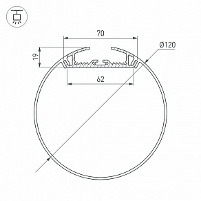 Профиль Arlight SL-ROUND-D120-2500 ANOD+OPAL 020475