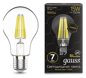 Лампа светодиодная Gauss LED Filament Graphene E27 15Вт 2700K 102802115