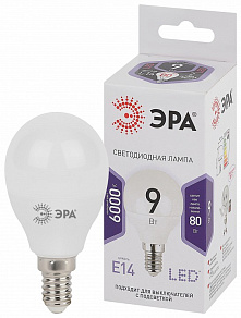 Лампа светодиодная Эра Стандарт E14 9Вт 6000K LED P45-9W-860-E14