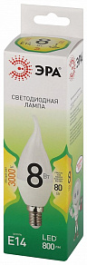 Лампа светодиодная Эра Green Line E14 8Вт 3000K LED BXS-8W-830-E14 GL