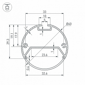 Профиль Arlight SL-ROUND-D40-2500 ANOD+OPAL 020473
