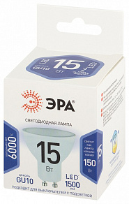 Лампа светодиодная Эра Стандарт GU10 15Вт 6000K LED MR16-15W-860-GU10