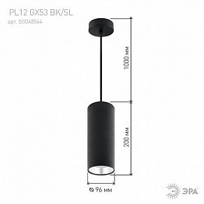 Подвесной светильник Эра  PL12 GX53 BK/SL