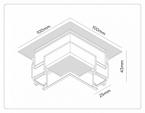 Соединитель угловой внутренний для треков встраиваемых Ambrella Light TRACK SYSTEM GL1971