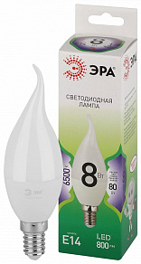 Лампа светодиодная Эра Green Line E14 8Вт 6500K LED BXS-8W-865-E14 GL