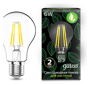 Лампа светодиодная Gauss LED Fito Filament E27 6Вт K 102802906