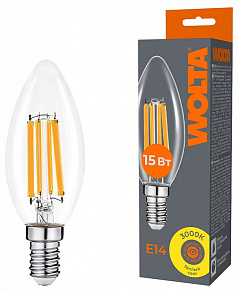 Лампа светодиодная Wolta  E14 15Вт 3000K WF-C35-15W3KE14