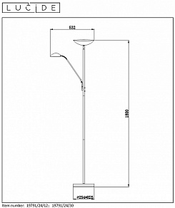 Торшер с подсветкой Lucide Zenith 19791/24/30