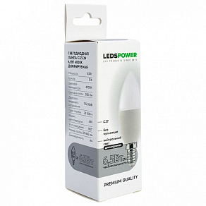Лампа светодиодная LEDS POWER C37 E14 6Вт 4000K 006703