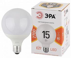 Лампа светодиодная Эра Стандарт E27 15Вт 2700K LED G95-15W-2700K-E27