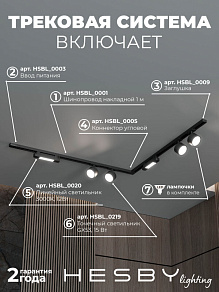 Комплект трековый Hesby Lighting Skylite №1 HSBL_kompl_S014_NL2B3K